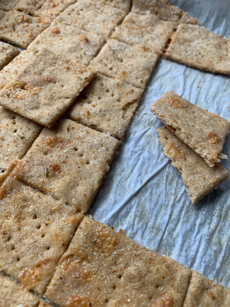 Baked Sourdough Cheese Crackers